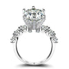 Round Cut 6 Prong Engagement Ring with Side Stone