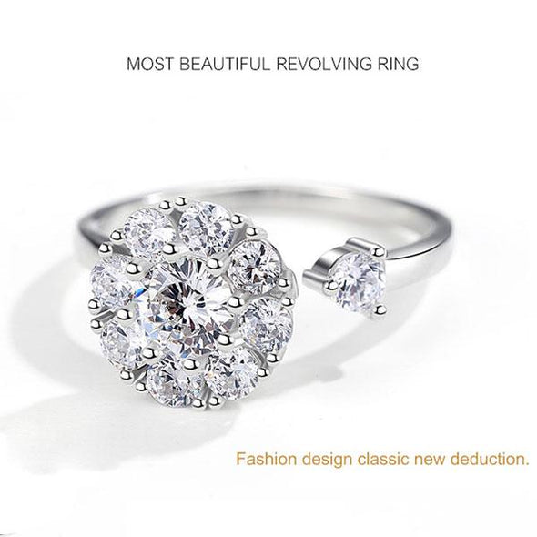 925 Sterling Silver Rotating Open Engagement Ring