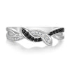 Unique Design Round Cut Black and White Infinity Sterling Silver Band