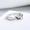 Unique Design Round Cut Black and White Infinity Sterling Silver Band