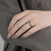 Unique Design Round Cut Black and White Infinity Sterling Silver Band