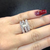3pcs Radiant Cut Sterling Silver Wedding Bridal Set