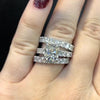 3pcs Radiant Cut Sterling Silver Wedding Bridal Set