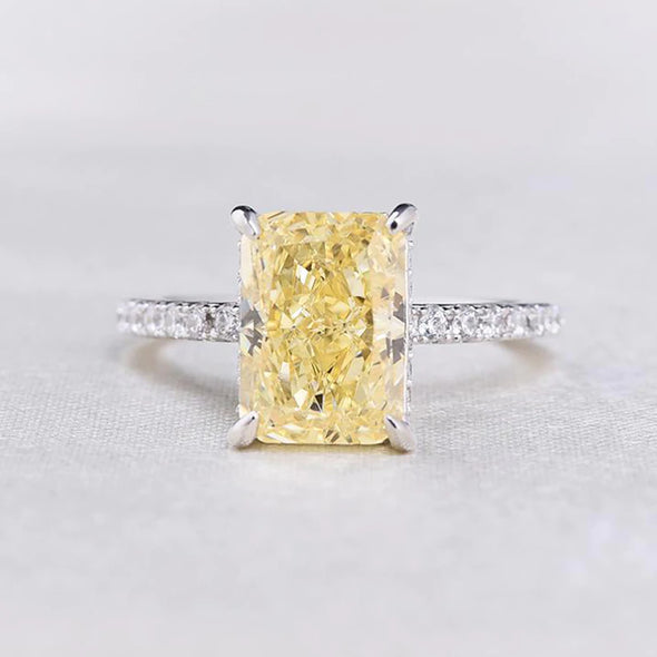 Yellow Radiant Cut Bridal Sets In Sterling Silver