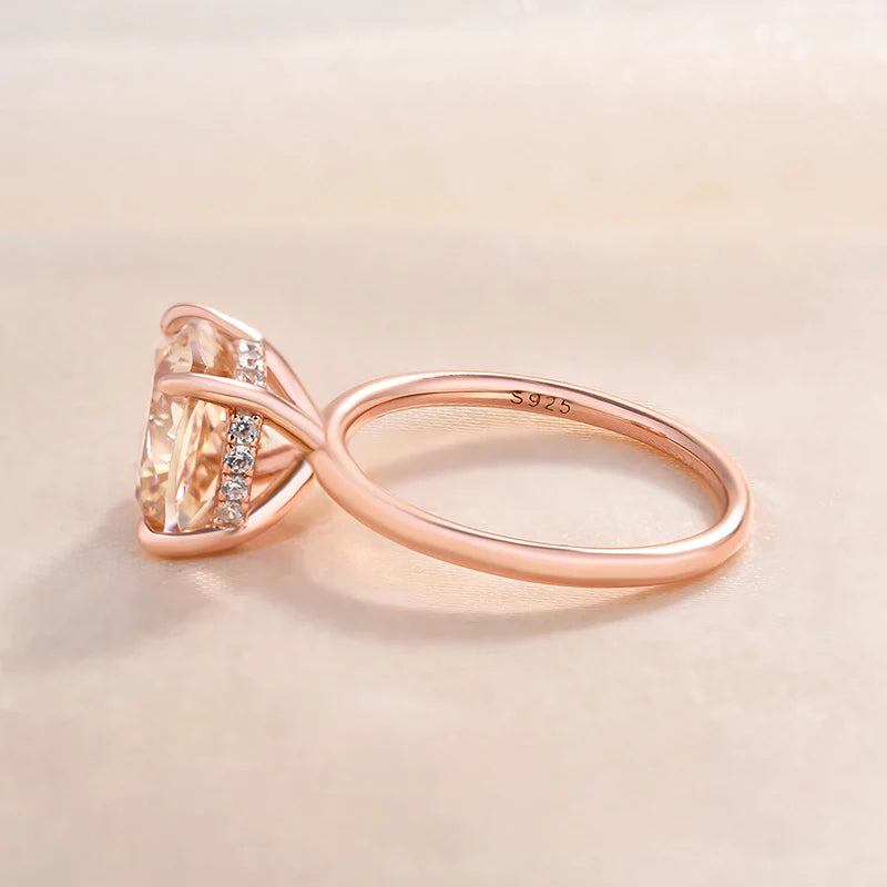 Elegant Champagne Cushion Cut Engagement Ring for Women In Sterling Silver