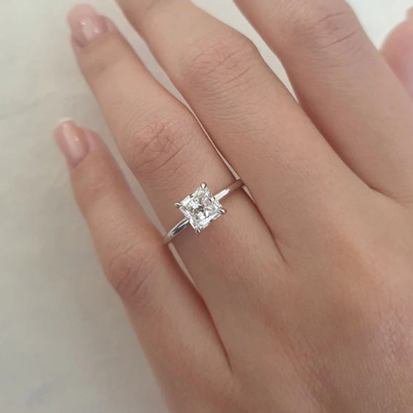Classic Princess Cut Solitaire Ring In Sterling Silver