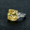 Retro Cushion Cut Yellow Engagement Ring In Sterling Silver
