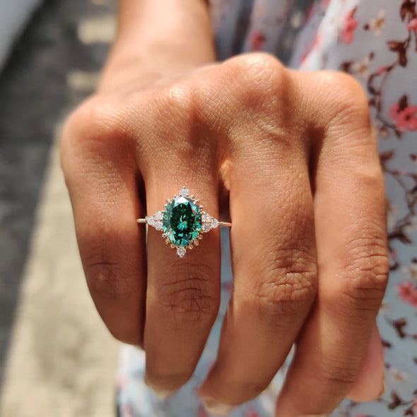 Vintage Paraiba Tourmaline Engagement Ring In Sterling Silver
