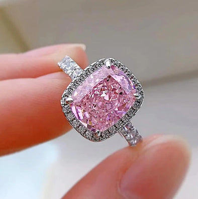 Gorgeous Pink Halo Cushion Cut Engagement Ring