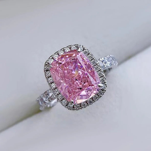 Gorgeous Pink Halo Cushion Cut Engagement Ring