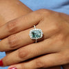 Gorgeous Cyan Blue Radiant Cut Sterling Silver Engagement Ring