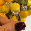 Vintage Yellow Pear Cut Engagement Ring In Sterling Silver