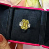 Retro Emerald Cut Three Stone Engagement Ring In Sterling Silver