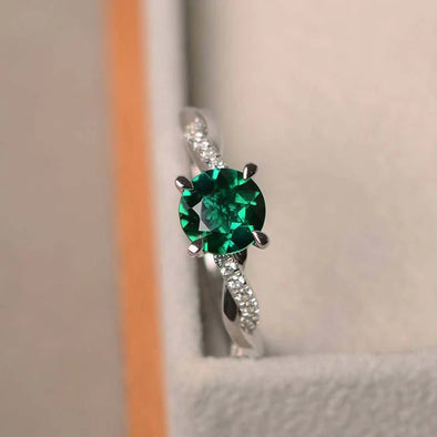 Emerald ring silver best sale band