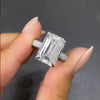 Gorgeous Emerald Cut Sterling Silver Engagement Ring