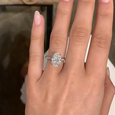 Classic Oval Cut Sterling Silver Engagement Ring