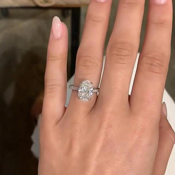 Classic Oval Cut Sterling Silver Engagement Ring