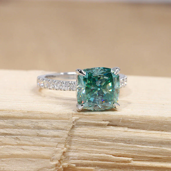 Exquisite Paraiba Tourmaline Cushion Cut Engagement Ring In Sterling Silver