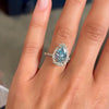 Vintage Pear Cut Cyan Blue Sterling Silver Engagement Ring In Rose Golden Tone