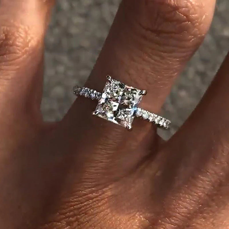 Princess cut silver ring discount