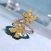 Beautiful Flower Petal Pear Cut Engagement Ring in Sterling Silver