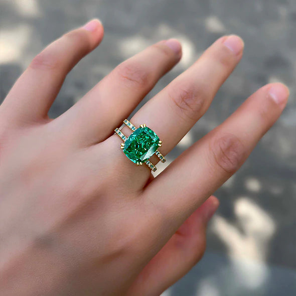 Paraiba Tourmaline Double Hollow Band Engagement Ring In Sterling Silver