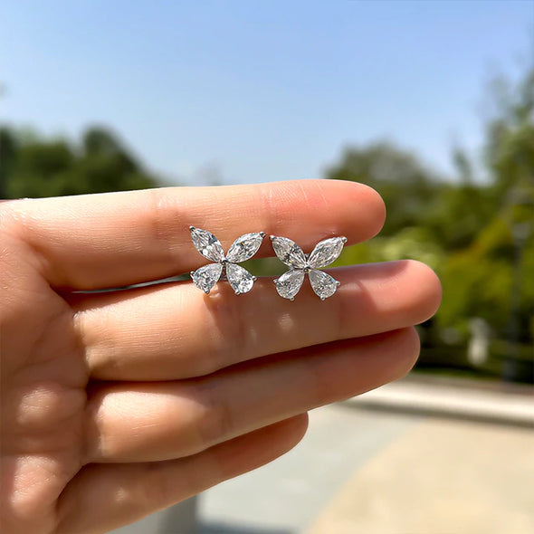 Butterfly Design Sterling Silver Stud Earrings