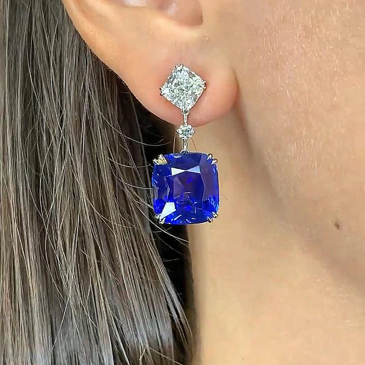 Cushion cut 2025 sapphire earrings