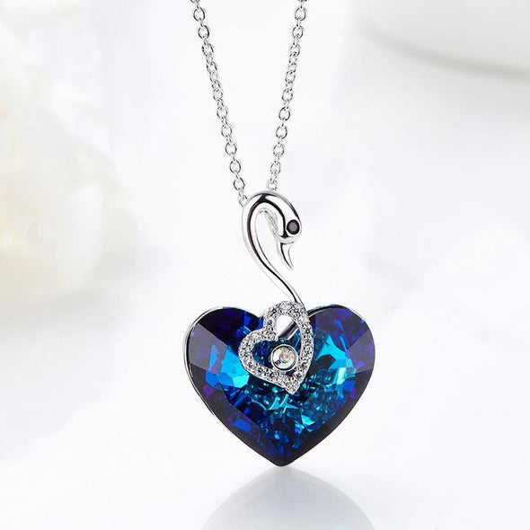 Swan Heart Shape Pendant Necklace