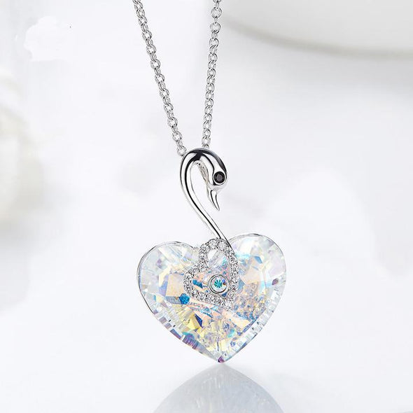 Swan Heart Shape Pendant Necklace