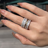 Gorgeous 3PCS Wedding Band Set In Sterling Silver