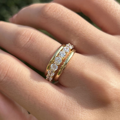 3PCS Exquisite Yellow Gold Round Cut Wedding Band