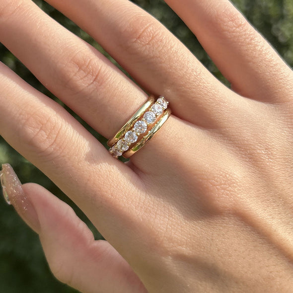 3PCS Exquisite Yellow Gold Round Cut Wedding Band