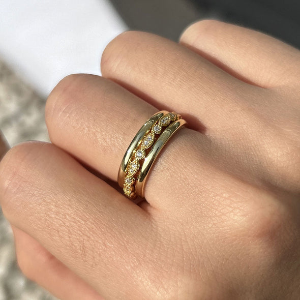Simple 3PCS Yellow Gold Tone Wedding Band In Sterling Silver