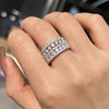 2PCS Luxury Wide Pave Design Women's Sterling Silver Wedding Band