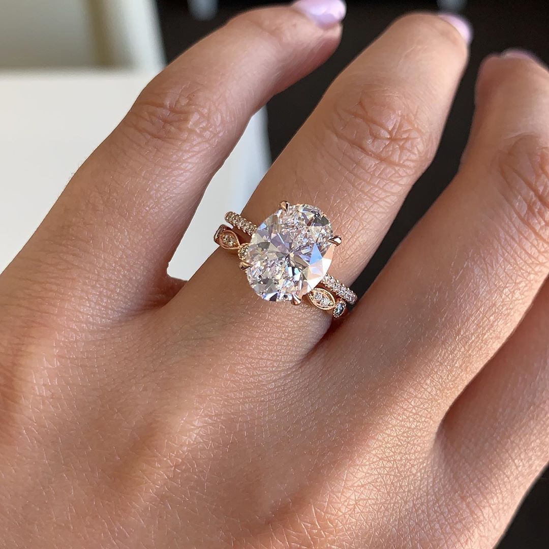 Oval Engagement Silver Engagement Ring Set Gorgeous Oval Cut