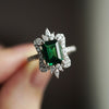 Retro Emerald Cut Sterling Silver Engagement Ring