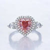 Pink Heart Double Halo Sterling Silver Engagement Ring