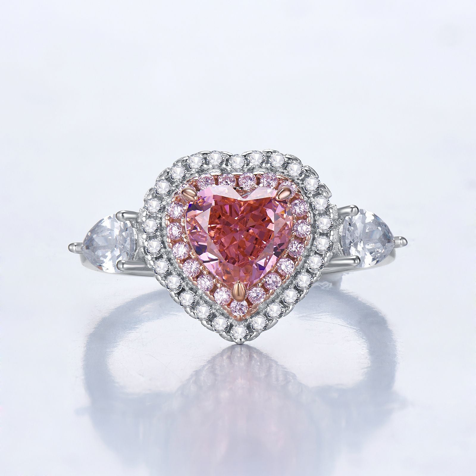 Sterling Silver Heart Diamond Ring Size 7 | eBay
