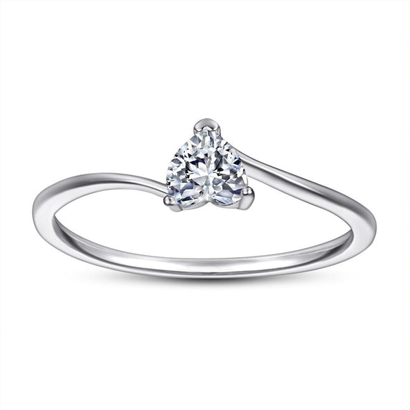 Heart Cut Solitaire Engagement Ring in Sterling Silver
