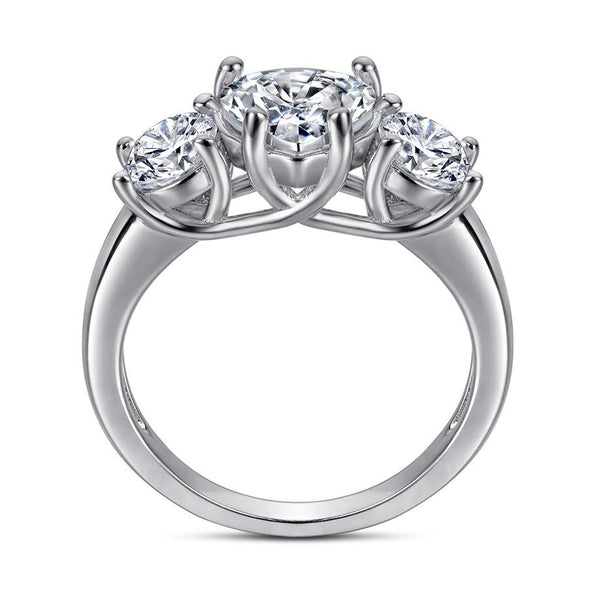 Heart Three Stone Engagement Ring