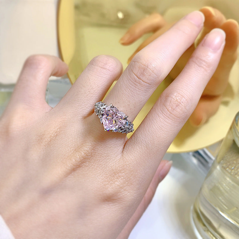 European Engagement Ring - Oval Purple Amethyst Cluster Diamond Ring Rose  Gold - ER532RG