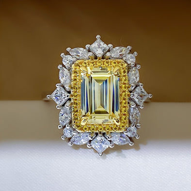 Gorgeous Vintage Fancy Yellow Sterling Silver Engagement Ring