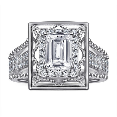 Emerald Cut Hollow Engagement Ring