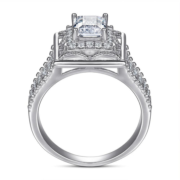 Emerald Cut Hollow Engagement Ring