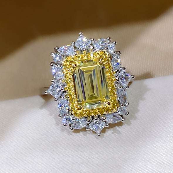 Gorgeous Vintage Fancy Yellow Sterling Silver Engagement Ring