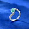 1.5 Carat Green Pear Cut Engagement Ring In Sterling Silver