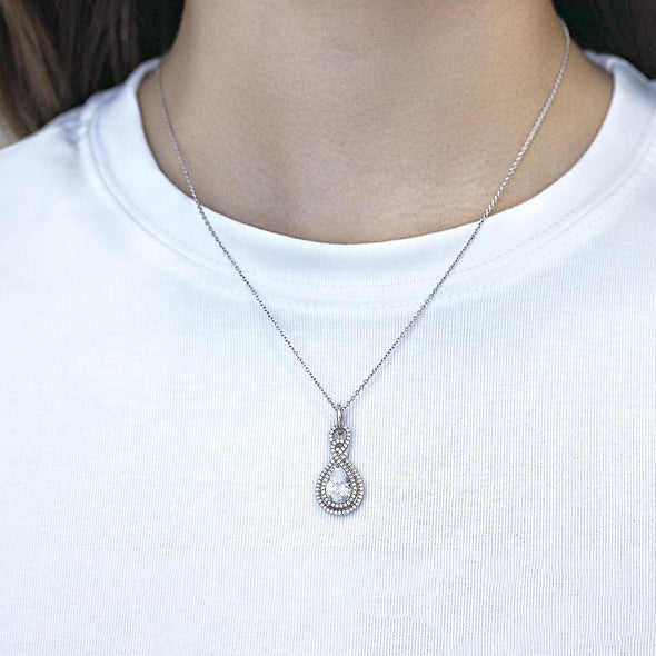 Halo Pear Cut Infinity Pendant Necklace