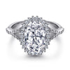 Split Shank Oval Cut Halo Engagement Ring