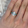 Vintage Two-Tone Oval Cut Three Stone Sterling Silver Engagement Ring